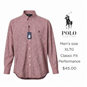 Polo Ralph Lauren XLTG Men's Long Sleeve Classic Fit Performance